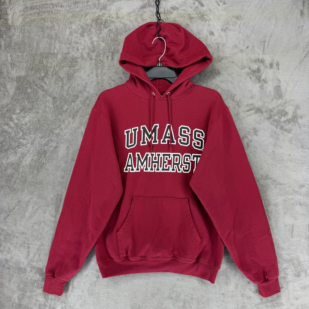 Champion UMass Amherst Hoodie Mens Small Maroon Pullover Sweatshirt Collegiate